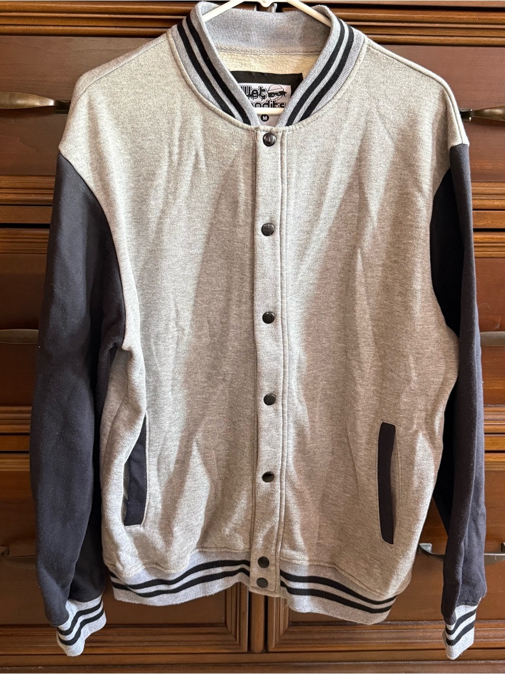 Gray/Black Classic Two-Tone Varsity Jacket